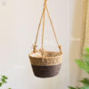 Eco-Friendly Hanging Straw Rope Home Garden Flower Pot with Handle and Plastic Liner