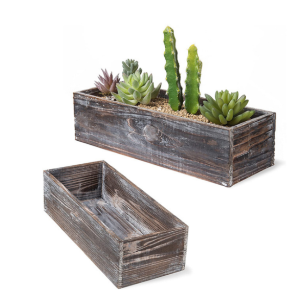 Custom Wood Planter Box Flower Pots Planters Wooden Box Rectangle Wooden Succulent Planter Box