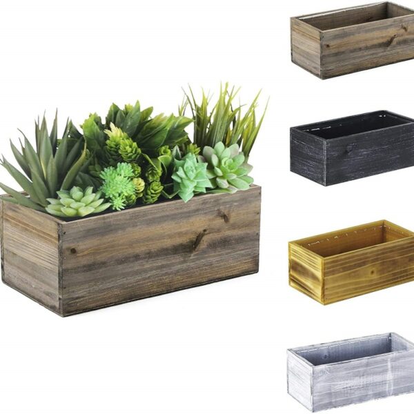 Custom Wood Planter Box Flower Pots Planters Wooden Box Rectangle Wooden Succulent Planter Box