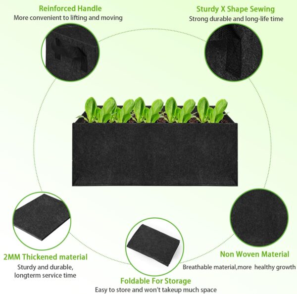Plant Grow Bags,Breathable Fabric Raised Garden Bed, Heavy Duty Rectangle Growing Pots for Vegetable,Flowers,Fruit/ Flower Planter Containers with Handles