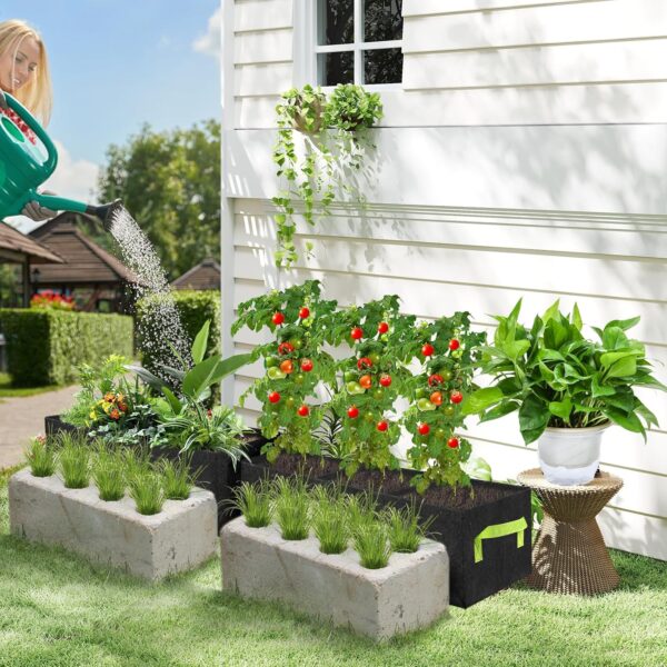 Plant Grow Bags,Breathable Fabric Raised Garden Bed, Heavy Duty Rectangle Growing Pots for Vegetable,Flowers,Fruit/ Flower Planter Containers with Handles