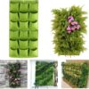 Total 36 Roomy Pockets Green Vertical Garden Planter, Wall-Hanging Flower Pot Bags, Felt Wall Mount Balcony Planter Pouch for Herbs, Succulent, Flowers and Vegetables