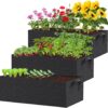 Fabric Raised Garden Bed,Garden Growing Bags with Handle, 3 Grids Breathable Garden Grow Bed Bag Grow Planter Bags Plant Bed for Planting Vegetables, Flowers and Herbs