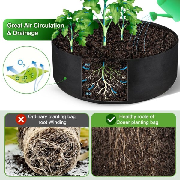 100 Gallon Large Grow Bag, Heavy Duty Fabric Round Raised Garden Bed Planter Pots for Planting Herb Flower Vegetable Potato Plants