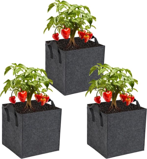 Fabric Raised Garden Bed,Garden Growing Bags with Handle, 3 Grids Breathable Garden Grow Bed Bag Grow Planter Bags Plant Bed for Planting Vegetables, Flowers and Herbs