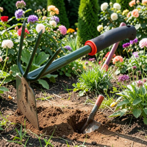 Outdoor Garden Tool Flower Rake PP Handle Three Tooth Rake Dual-use Small Garden Hoe Shovel