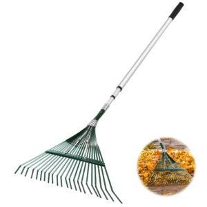 12FT With Adjustable Aluminum Telescopic Pole Manganese Steel Garden Leaf Rakes