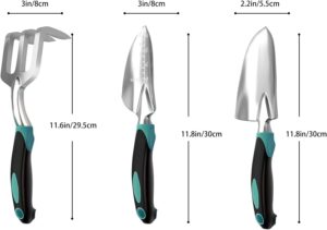 Garden Tool Set, Garden Trowel and Rake, Heavy Duty 3 Piece Gardening Tools, Non-Slip Rubber Grip, Outdoor Hand Tools, Essential