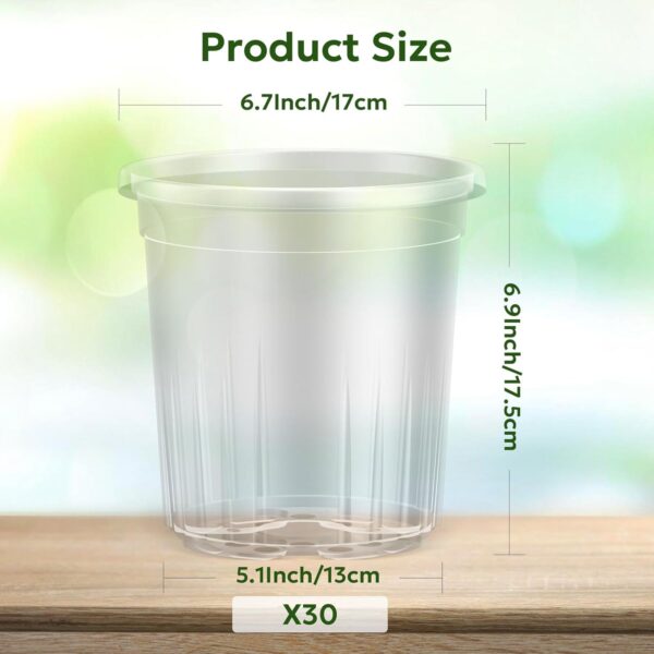 Gallon Reinforced Clear Nursery Pots with Drainage Holes, 7 Inch Transparent Plastic Plant Pot Seedling Planter for Vegetable Propagation, Root Cutting, Seed Starting