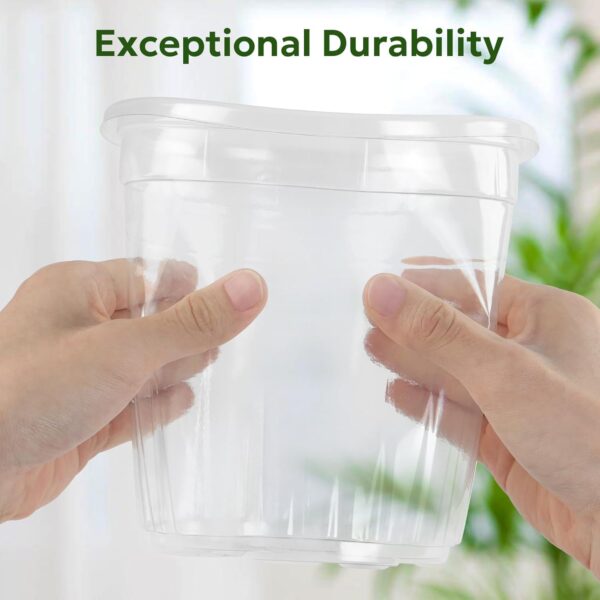 Gallon Reinforced Clear Nursery Pots with Drainage Holes, 7 Inch Transparent Plastic Plant Pot Seedling Planter for Vegetable Propagation, Root Cutting, Seed Starting