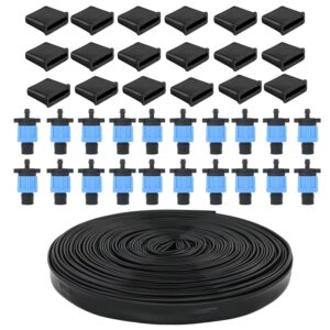 100 ft 5/8" Drip Irrigation Tape Kit Emitter Spacing 6" with 20PCS Drip Tape Connectors and 20PCS Drip Tape Row Ends Automatic Equipment for Garden Irrigation Wall Thickness : 15 mil