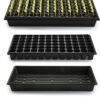 Seed Starter Trays Tray Kits with Dome 72 Cells Plug Trays and 1020 Tray No Holes with 100 Pcs Tags Seed Starter Kit for Nursery Germination Plant Propagation Gardening Greenhouse