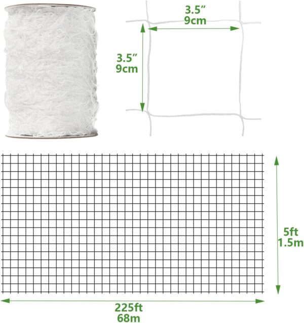 Nylon Trellis Netting Roll 5 x 350 ft, 6 Inch Soft Mesh, Heavy Duty Reinforced Garden Plant Support Mesh for Vertical Growing, Climbing Plants