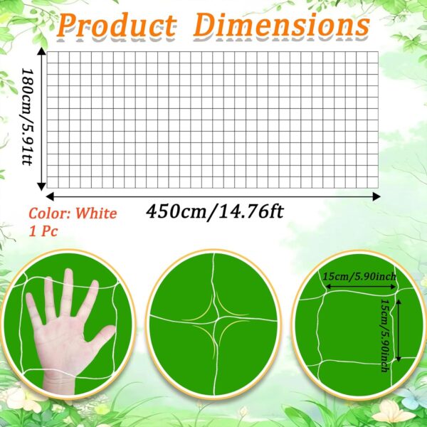 Plant Trellis Netting,Heavy-Duty Garden Grow Net Polyester Square Mesh Nets for Climbing Plants,Tomatoes,Cucumbers,Beans,Fruits,Flowers