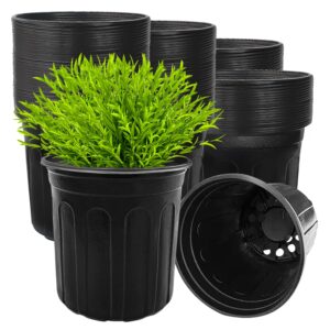 Gallon Plant Nursery Pots,Plastic Seedling Pot with Drainage Holes,Flexible Garden Flower Plant Container for Potting,Succulents,Cuttings,Transplanting,Black
