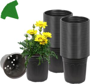 Gallon-S Flexible Plastic Plant Nursery Pots with 10 Pcs Plant Labels, Thickened Soft Seed Starting Container for Seedlings, Vegetables, Succulents and Cuttings