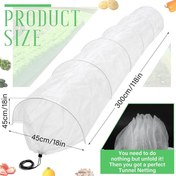 18 x 118 inch Mesh Garden Greenhouse Tunnel Netting Protection Netting Pest Barrier Vegetable Plant Ultra Fine Mesh Cover Fruit Flowers Row Cover for Raised Beds Garden Greenhouse