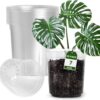 Gallon Reinforced Clear Nursery Pots with Drainage Holes, 7 Inch Transparent Plastic Plant Pot Seedling Planter for Vegetable Propagation, Root Cutting, Seed Starting