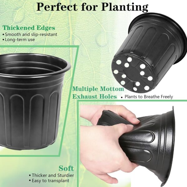 Gallon-S Flexible Plastic Plant Nursery Pots with 10 Pcs Plant Labels, Thickened Soft Seed Starting Container for Seedlings, Vegetables, Succulents and Cuttings