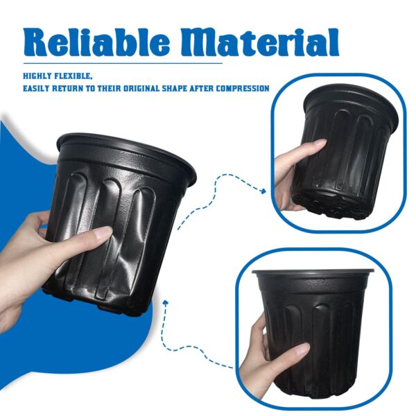 Gallon Plant Nursery Pots,Plastic Seedling Pot with Drainage Holes,Flexible Garden Flower Plant Container for Potting,Succulents,Cuttings,Transplanting,Black