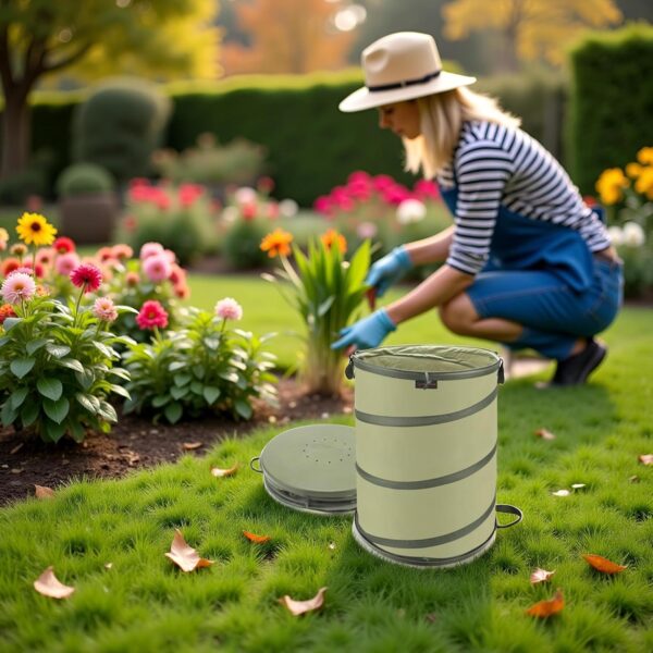 45 Gallon Hard Bottom Collapsible Garden Bag, Collapsible Trash Can for Collecting Weeds or Leaf or Party and Yard Waste