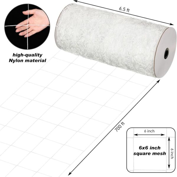 6.5 x 700 ft Trellis Netting Roll Soft Mesh Nylon Heavy Duty Garden Trellis Netting Bulk for Climbing Plants, Grape Racks, Growing Support Bean, Pea, Tomatoes