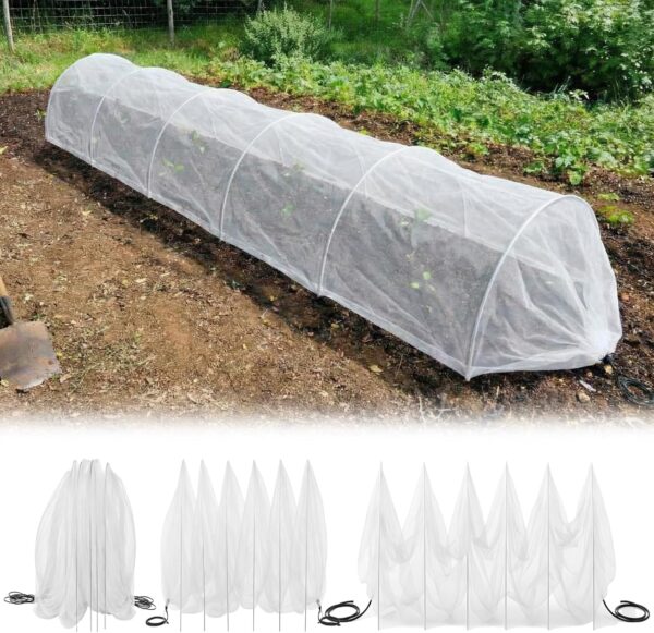 18 x 118 inch Mesh Garden Greenhouse Tunnel Netting Protection Netting Pest Barrier Vegetable Plant Ultra Fine Mesh Cover Fruit Flowers Row Cover for Raised Beds Garden Greenhouse