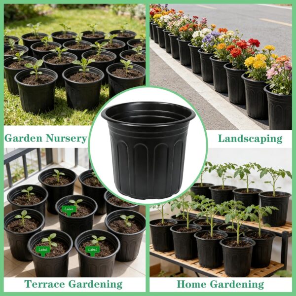 Gallon-S Flexible Plastic Plant Nursery Pots with 10 Pcs Plant Labels, Thickened Soft Seed Starting Container for Seedlings, Vegetables, Succulents and Cuttings