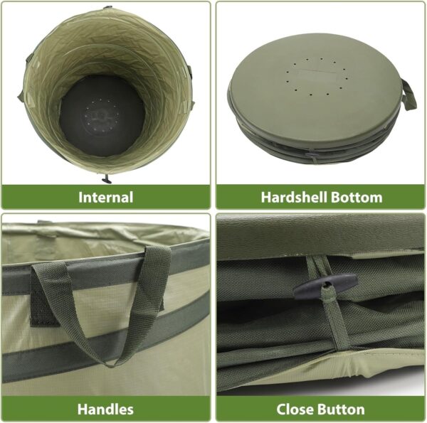 45 Gallon Hard Bottom Collapsible Garden Bag, Collapsible Trash Can for Collecting Weeds or Leaf or Party and Yard Waste