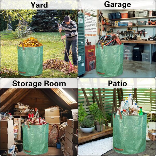 72 Gallon Yard Waste Bags, Reusable Heavy Duty Collapsible Garden Leaf Bags with Plastic Ring, Stand-Up Yard Waste Bin for Leaves, Lawn Debris & Grass Clippings