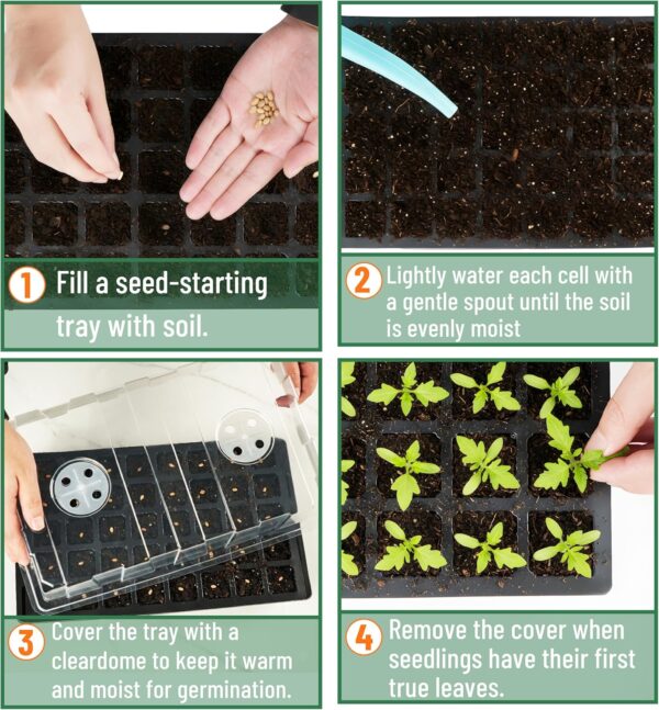 Seed Starter Tray Kits, 10 Pack, Total 400 Cells, Durable Plant Germination Trays with Humidity Vented Domes and Bases, Ideal for Seed Starting, Indoor Gardening and