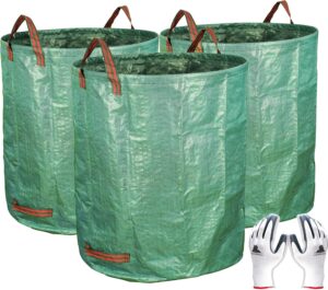 72 Gallon Yard Waste Bags, Reusable Heavy Duty Collapsible Garden Leaf Bags with Plastic Ring, Stand-Up Yard Waste Bin for Leaves, Lawn Debris & Grass Clippings