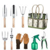 10-Piece Durable Storage Bag & Anti-Slip Tool with Heavy-Duty Stainless Steel Hand Gardening Tools Set Flower Pots & Planters