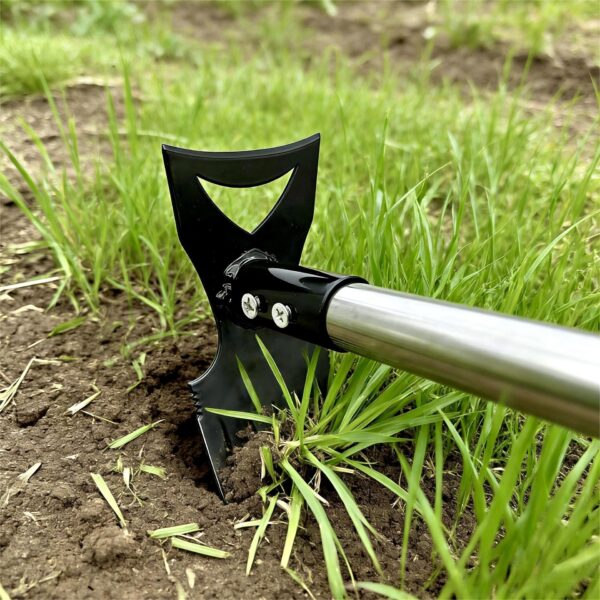 All-steel Dual-purpose Hoe Weeding Shovel Silver/Black Household Garden Taper Rake Steel Hoe