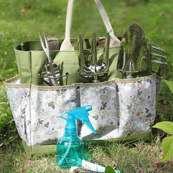 10-Piece Durable Storage Bag & Anti-Slip Tool with Heavy-Duty Stainless Steel Hand Gardening Tools Set Flower Pots & Planters