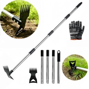 All-steel Dual-purpose Hoe Weeding Shovel Silver/Black Household Garden Taper Rake Steel Hoe
