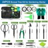 Gardening Gifts for Women Trimming Set Pruning Shears Scissors 24 Pcs Bonsai Tree Flower Pot Tools Kit