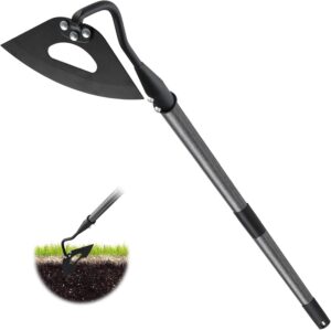 Hoe Garden Tool, Hollow Hoe with 29-85 Inch Long Handle, Adjustable Manual Weeder Heavy Duty Garden Hoe for Weeding, Digging, Hoeing, Cutting and Loosing Soil