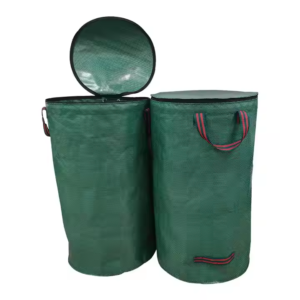 Portable Heavy Duty Waterproof Yard Folding Waste Leaf Collection Bag with Lid PP Plastic for Garden Use