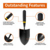 Heavy-Duty Trowel Garden Tool, Stainless Steel Hand Shovel for Effortless Digging, Weed Control, and Precise Bulb Planting