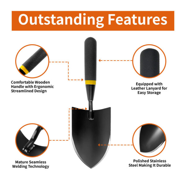 Heavy-Duty Trowel Garden Tool, Stainless Steel Hand Shovel for Effortless Digging, Weed Control, and Precise Bulb Planting