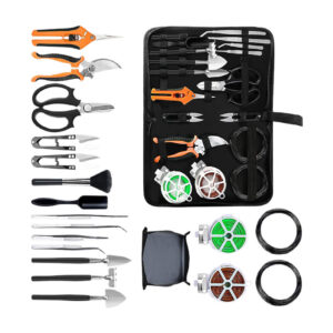Gardening 20 Pcs Bonsai Tree Tools  for Trimming Storage Pruning Shears Scissors Potting Flower & Planters Set