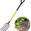 Pitch Fork, 4 Tine Heavy Duty Garden Fork with Ergonomic No-Slip D-Grip Handles, Handle Spading Fork