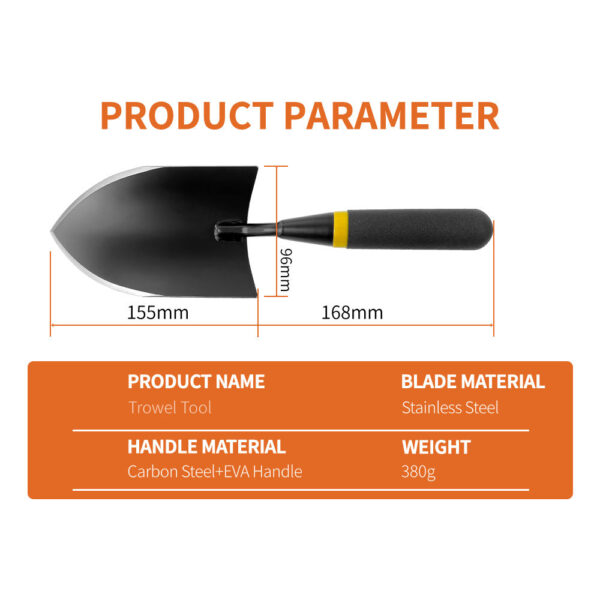 Heavy-Duty Trowel Garden Tool, Stainless Steel Hand Shovel for Effortless Digging, Weed Control, and Precise Bulb Planting