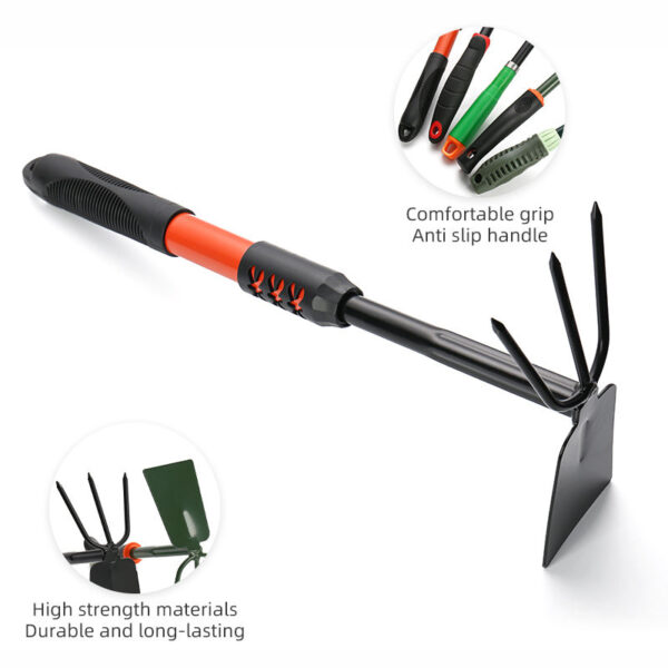 Outdoor Garden Tool Flower Rake PP Handle Three Tooth Rake Dual-use Small Garden Hoe Shovel