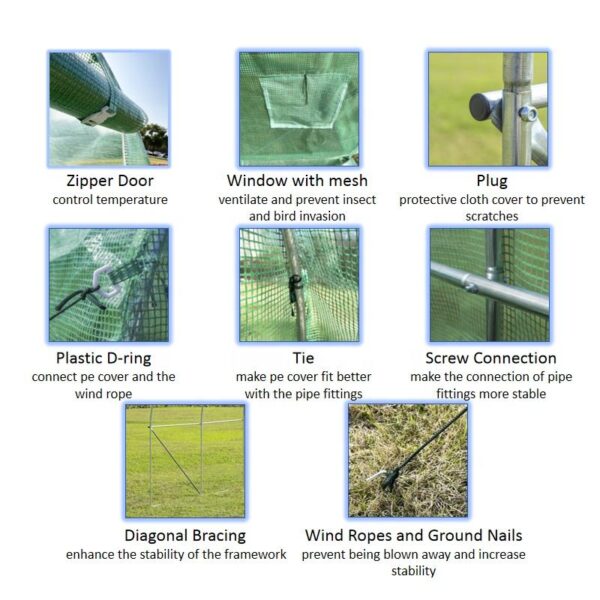 UV Resistant Waterproof Walk-In Indoor Gardening Greenhouse Powder Coated Steel for Home Garden Eco-Friendly Easily Assembled