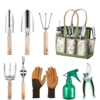 All-in-One Garden Tool Set, 11-Piece Heavy Duty Gardening Tools with Ergonomic Canvas Shoulder Crossbody Bag, Rust-Proof Premium Garden Tool Kit, Gardening Gift for Women Men, Green