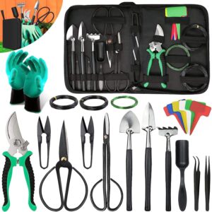 Gardening Gifts for Women Trimming Set Pruning Shears Scissors 24 Pcs Bonsai Tree Flower Pot Tools Kit