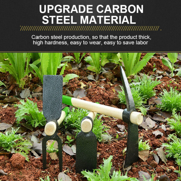 Wooden Handle 2 Prong Carbon Steel Forged Garden Hoe Fork
