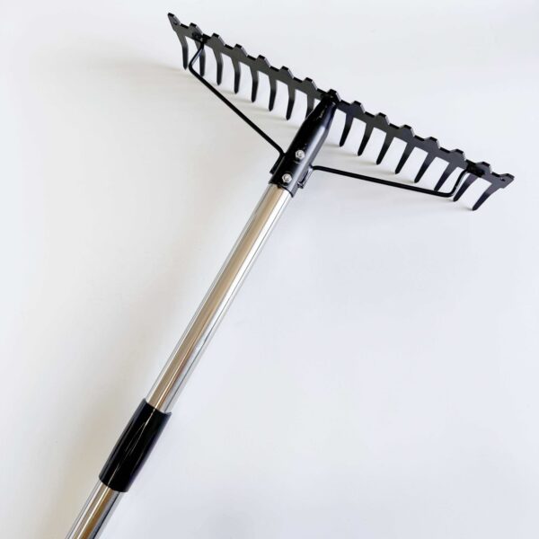 Heavy Duty Versatile Gardening Rake with Stainless Steel Handle Steel Tines for Loosening Soil Gathering Leaf Leveling Lawn